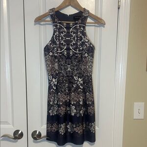 Botanical floral gray purple racerback dress S